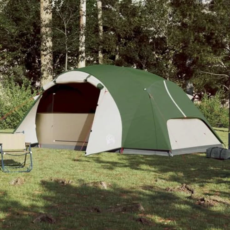vidaXL Familienzelt, Gruppenzelt mit Belüftung Insektenschutz, Campingzelt für 8 Personen Wasserdicht, Trekkingzelt Outdoor Zelt Leicht Tragbar, Grün – Bild 4