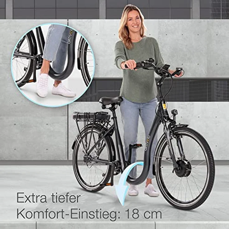 aktivelo Elektrofahrrad, Alu Tiefeinsteiger City E-Bike 26 Zoll, Samsung Akku, 110 km Reichweite, für Damen und Herren - Preisvergleich – Bild 5