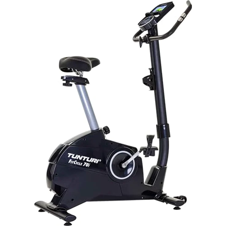 Tunturi FitCycle 70i Heimtrainer - Fitnessrad für zu Hause mit 32 Widerstandsstufen - Ergometer mit 20 Programmen - 150 kg Benutzergewicht - Tablet-Halterung und Transportrollen (Schwarz) – Bild 1