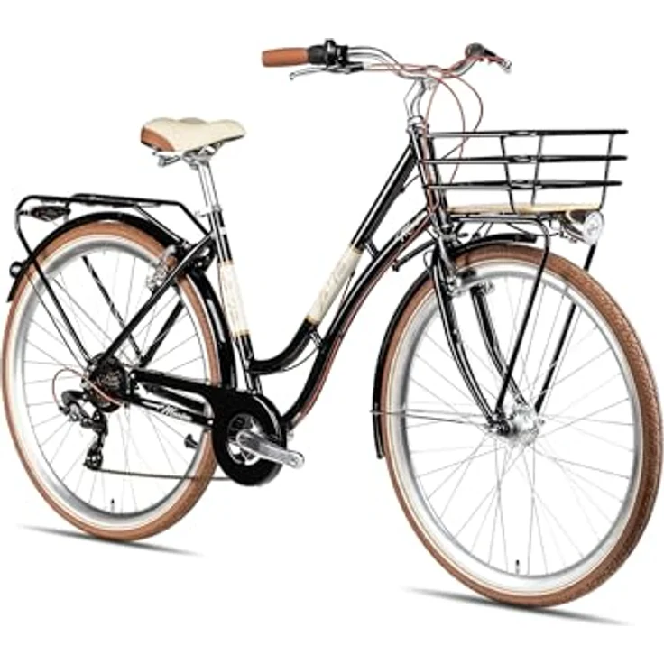 Maxim La Vita Damen-Citybike, 28 Zoll, Tiefeinstieg, Front-Gepäckträger, Schwarz, 55 cm – Bild 2