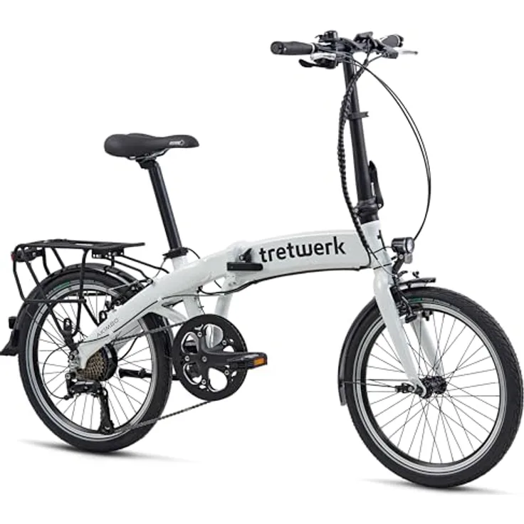tretwerk 20 Zoll E-Bike Klapprad - Akimbo - klappbares Elektrofahrrad mit Heckmotor 50Nm, 8 Gang Kettenschaltung - weiß