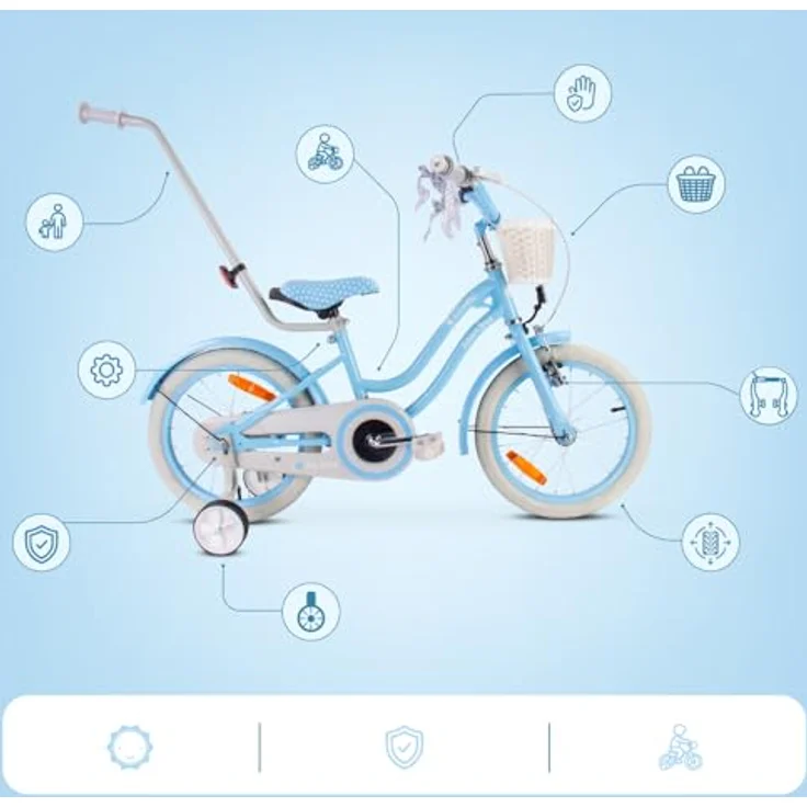 Sun Baby Kinderfahrrad Silver Moon 16 Zoll Mädchenfahrrad mit Stützrädern, Blau – Bild 5