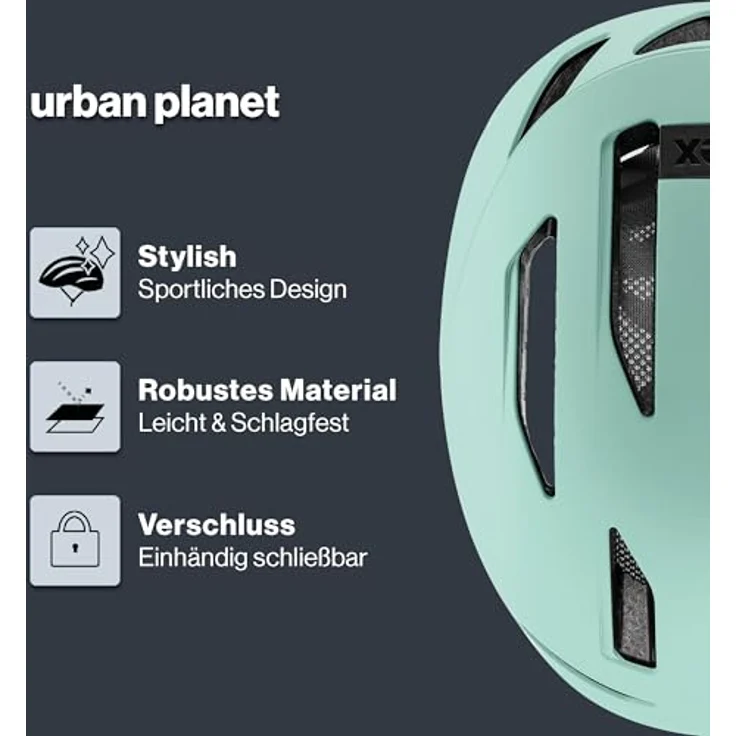 Uvex Urban Planet Helm, mit Hardshell Technologie, City Jade matt, Größe 58-61 cm – Bild 2