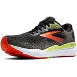 Brooks Ghost 16 GTX Herren Laufschuhe, wasserfest mit GORE-TEX®-Technologie, Black/Mandarin Red/Green, 45.5 EU