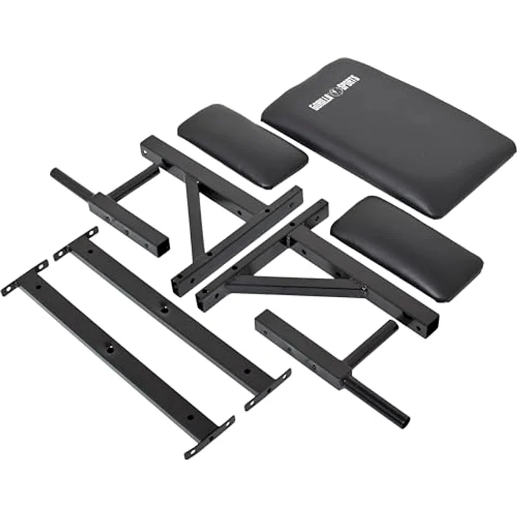 GORILLA SPORTS Trainingsstation Dip Station, Wandmontage - Effektives Oberkörpertraining, Bauchmuskeltrainer, Polsterung, Dips Barren, schwarz – Bild 6