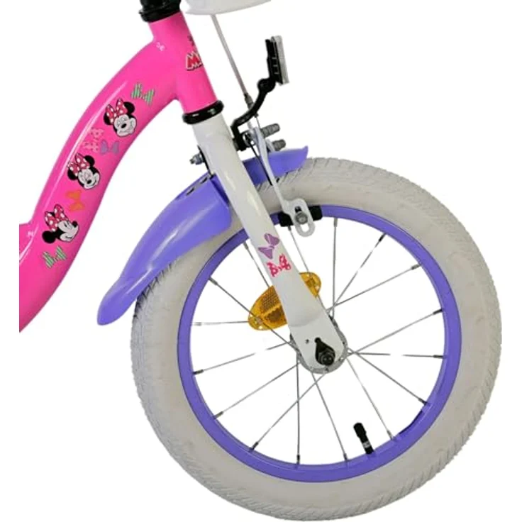 Volare Kinderfahrrad 14 Zoll Mädchenfahrrad Minnie Mouse 21412-SACB, Rücktritt, Korb, Stützräder, rosa – Bild 4