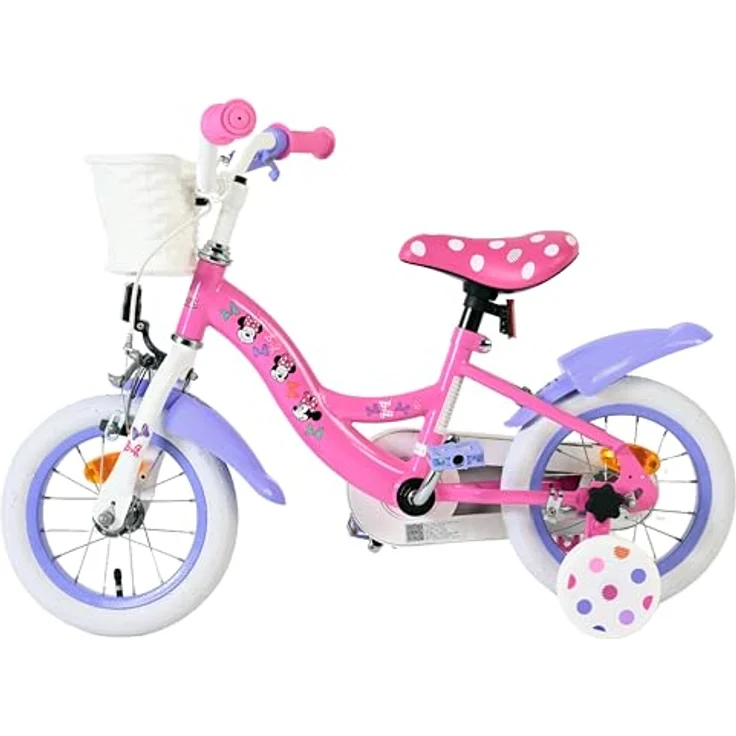 Volare Kinderfahrrad Minnie, 12 Zoll, rosa, mit Handbremse, Rücktrittbremse und abnehmbaren Stützrädern, für Mädchen – Bild 14