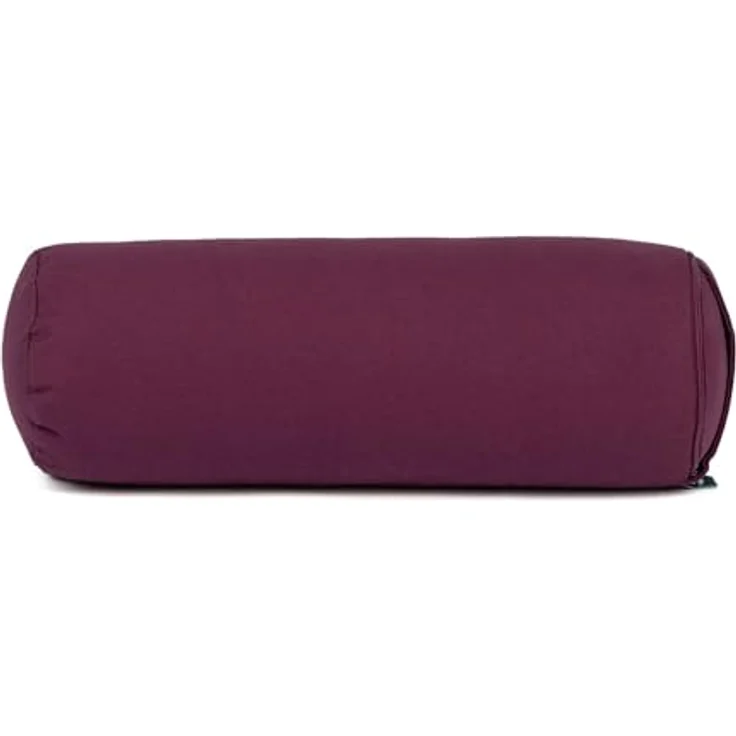 Bodhi Yoga Mini Bolster ECO | Ø 14 cm | 100% Bio-Baumwolle | Nackenrolle mit Buchweizenschalen | Yogabolster mit abnehmbarem und waschbarem Bezug | Yogarolle für Meditation | aubergine – Bild 3