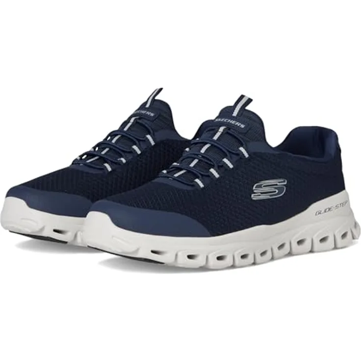 Skechers Glide Step, Herren Trainingsschuh in Blau NVY, Größe 43, Synthetik-Obermaterial, Sneaker-Stil
