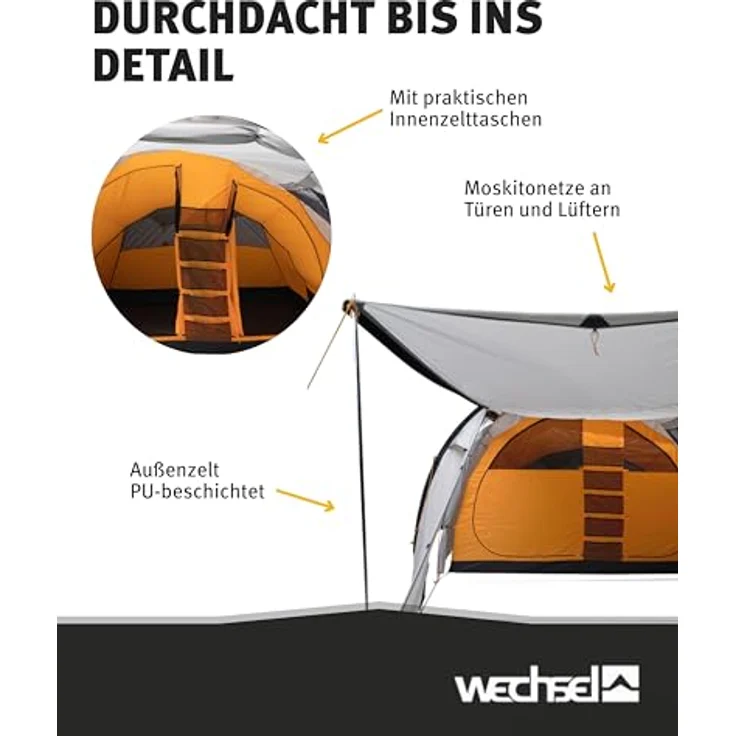 Wechsel Tunnelzelt Cirrus I, Familienzelt für 6 Personen mit 2 Schlafkabinen, einfachem Aufbau und effizienter Belüftung – Bild 4
