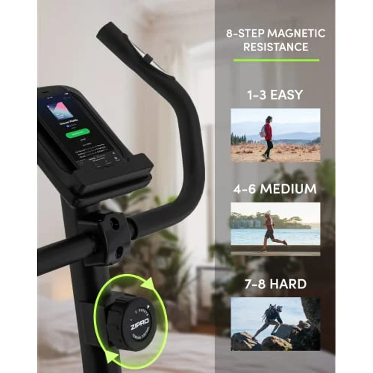 Zipro Heimtrainer Fahrrad One S, Ergometer Fitnessbikes, Magnetisches Fahrradtrainer, Ergometer Fahrrad bis 110kg, Indoor Bike, Trainingsfahrrad für zuhause, Fahrradergometer Batteriebetrieben – Bild 4