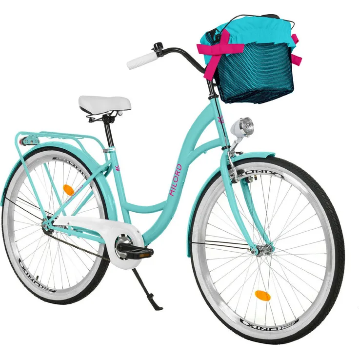 Milordbikes City-Fahrrad, Blau, 46 cm, Metall, leicht rollende 700C x 35 mm Reifen, inklusive Träger und Werkzeuge