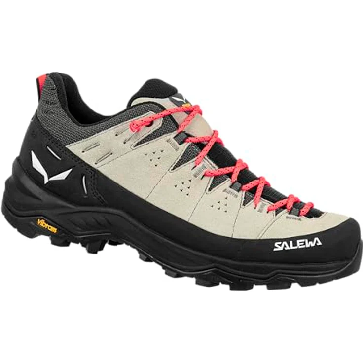 Salewa Alp Trainer 2, Damen Wanderschuh aus robustem Veloursleder mit Vibram Außensohle, beige/schwarz – Bild 1