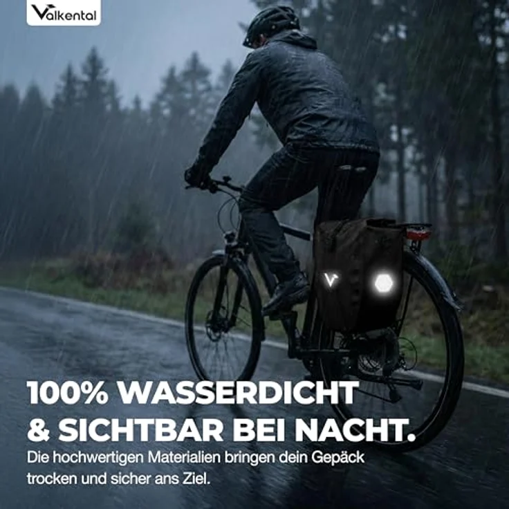 Valkental® Gepäckträgertasche ValkBasic, wasserdicht mit 18-22L Volumen, abschließbar, bombenfester Sitz, große Reflektoren – Bild 5