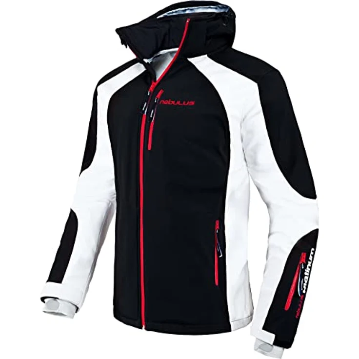 Nebulus Softshell-Skijacke ROCKSHELL, warme und wasserabweisende Herrenjacke mit optimaler Passform, schwarz-weiß, Größe L – Bild 1