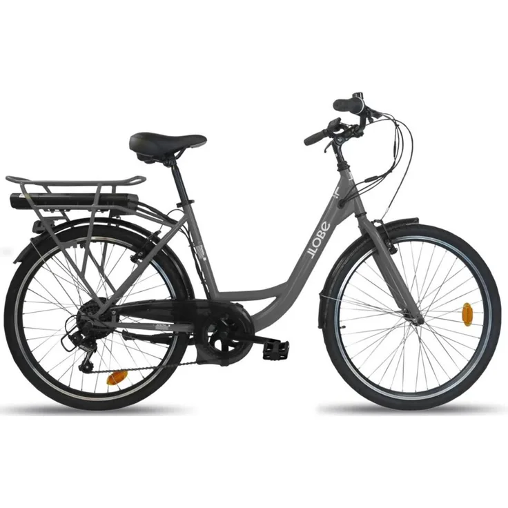 LLobe City E-Bike Mando 26" mit Hinterradmotor, Shimano 6-Gang-Schaltung, anthrazit