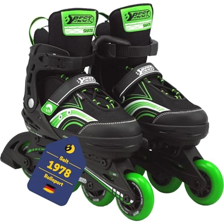 Best Sporting Inline Skates Größe verstellbar, ABEC 5 Carbon grün grün/schwarz, 35-40 – Bild 2