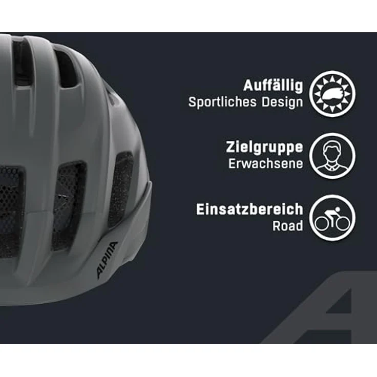 Alpina Paranus Midnight-Grey Matt, Fahrradhelm mit schlagabsorbierender EPS-Innenschale und windschnittigem Schild – Bild 3