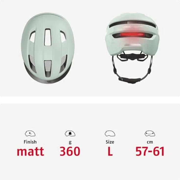 ABUS Fahrradhelm Purl-Y ACE, NTA-Schutzhelm mit LED-Licht für E-Bike und S-Pedelec, mintgrün, Größe L – Bild 5