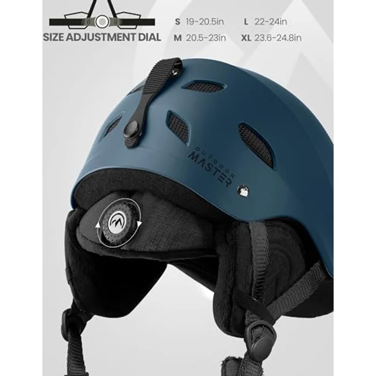 OutdoorMaster Kelvin Unisex Skihelm, Schneesporthelm mit 14 Belüftungsöffnungen, verstellbarem Größenrad und abnehmbaren Ohrpolstern, für Herren, Damen & Jugend – Bild 5