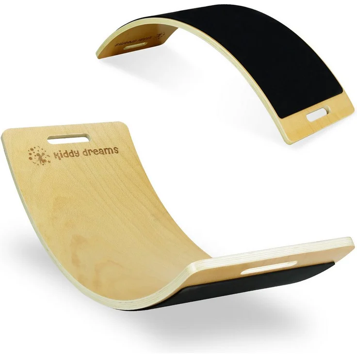 CCLIFE Balanceboard Balance Board Kinder Holz Balancierbrett Montessori Spielzeug, familienfreundlich, robust, lackiert in natürlicher Holzoptik
