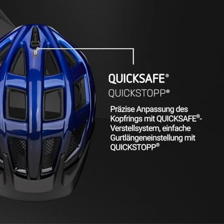 KED CROM, leichter Fahrradhelm mit K-FIT Anpassungssystem und Rücklicht, blau-schwarz M 52-58 cm – Bild 4