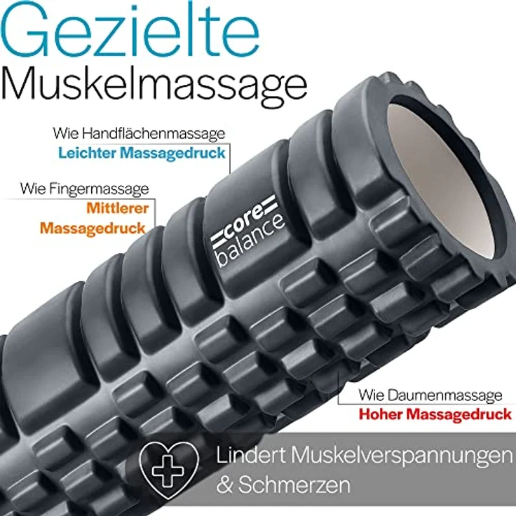 Core Balance Faszienrolle Rücken Wirbelsäule, Texturierter Sport Foam Roller für Tiefengewebemassage, 33 cm x 14 cm, leicht und hygienisch – Bild 2