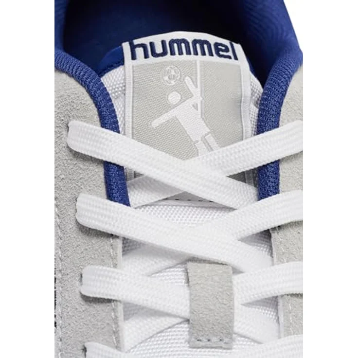 Hummel Perfekt NS Handball Sneaker, vegan, Polyurethan-Obermaterial, thermoplastische Gummisohle, weiß/blau, Schuhgröße 43 EU – Bild 4