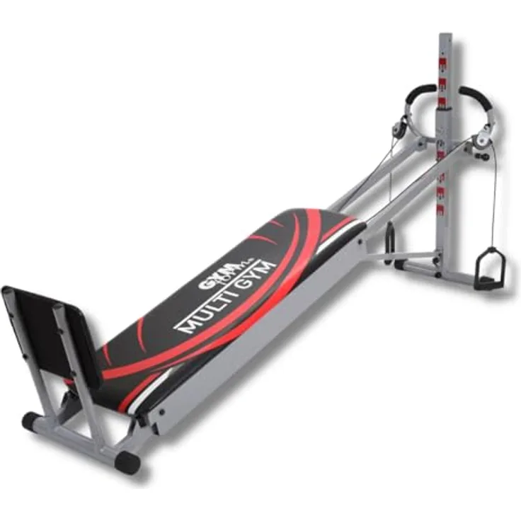 GYMFORM Heimtrainer Multigym (7-TLG., mit Beinzubehör, mit Seilzug), Kraftstation, Ganzkörpertraining in kürzester Zeit, Fitness Bank, Vollständig, Praktisch und Sehr Wirksam