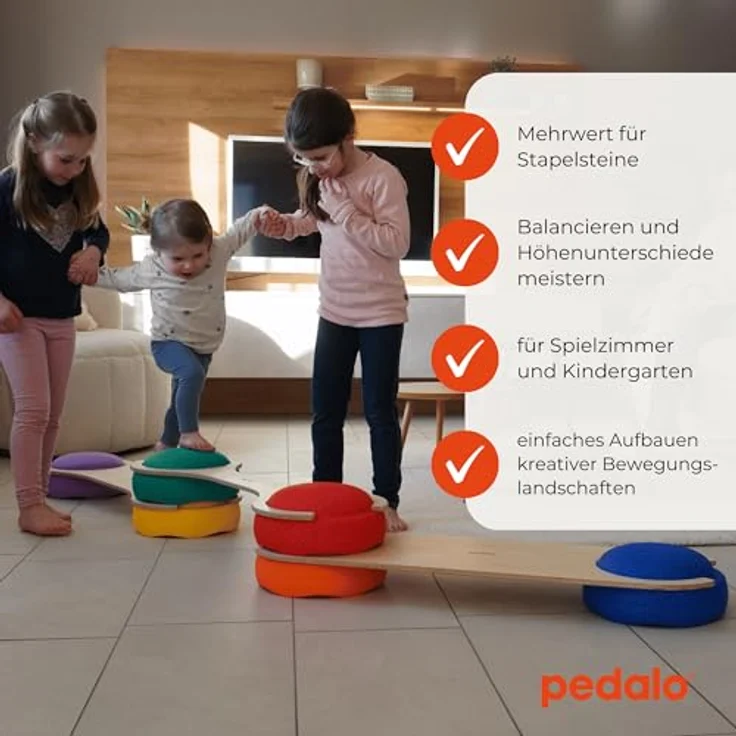 Pedalo® Stapelbaustein Balanciersteg, Kombination aus FSC-zertifiziertem Birkenholz und recycelbarem Kunststoff, für kreative Bewegungslandschaften in Naturfarbe – Bild 2