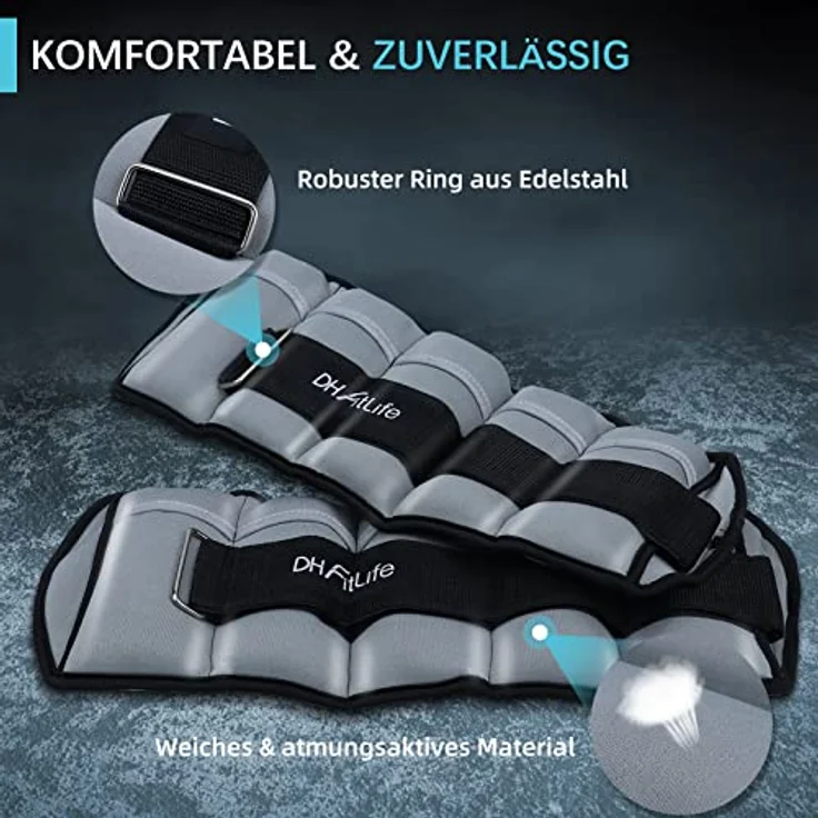 DH FitLife 2er-Set 4,5kg Fußgelenk Gewichtsmanschetten mit verstellbaren Gewichten für Beine und Arme | 2 Variationen 2,5kg&4,5kg | ankle Weights | Knöchelgewichte für Krafttraining – Bild 2
