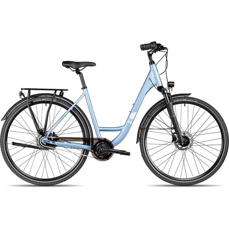 2R Manufaktur TRX GO Wave, Damen-Citybike mit Tiefeinstieg, 28 Zoll, Aluminium, hydraulische Scheibenbremsen, hellblau, 56 cm