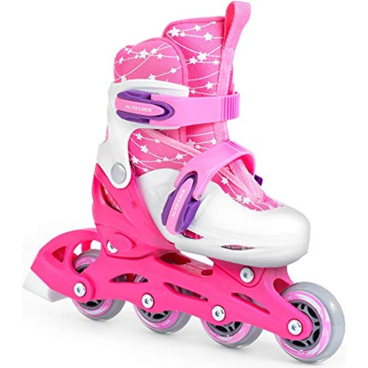 SMJ 2in1 Inliner Rollschuhe für Mädchen, verstellbar mit Schutzausrüstung und Helm, rosa, Gr. 26-29 – Bild 5