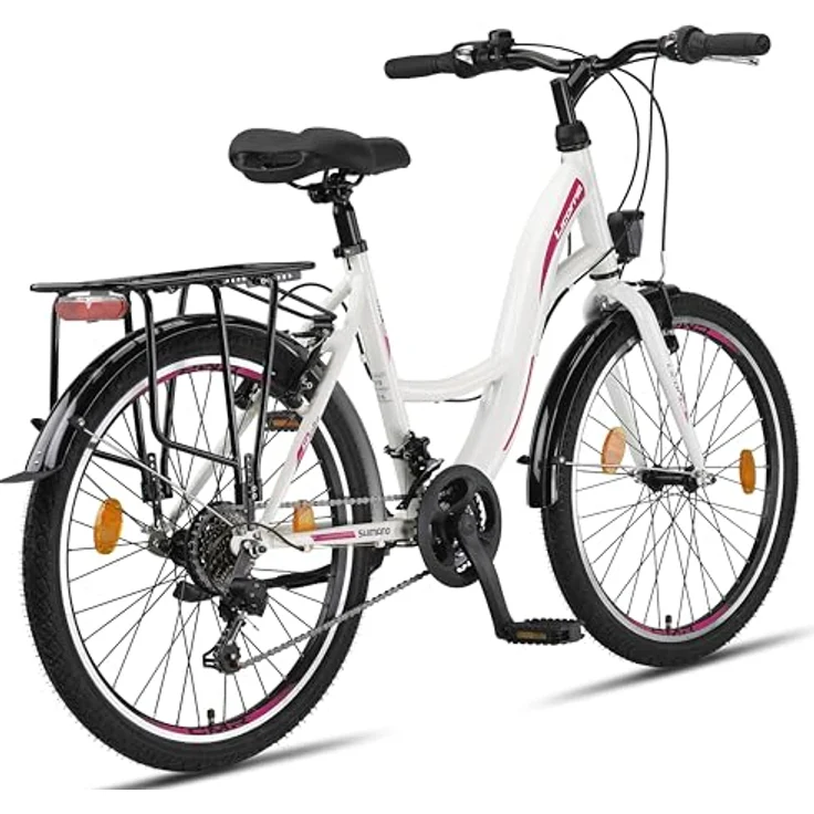 Licorne Bike Stella Premium City Bike 24 Zoll - 21 Gang-Schaltung - Hollandfahrrad Citybike in Weiss – Bild 5