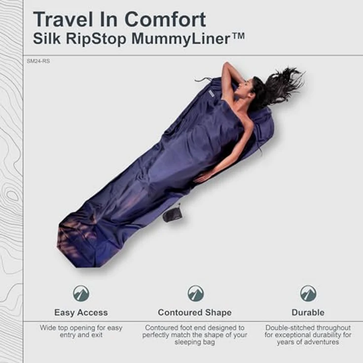 Cocoon MummyLiner Schlafsack, 241 cm, leichter Innenschlafsack aus Ripstop-Seide zur Wärmeerhöhung und Schmutzschutz – Bild 2