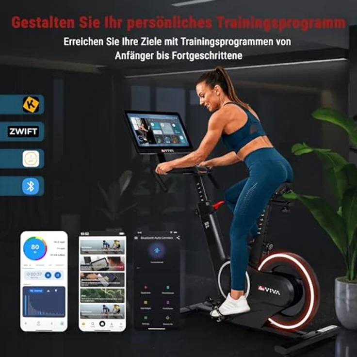 AsVIVA S20 Speedbike, Indoor Cycle Heimtrainer mit 20 kg Schwungmasse, 32 Stufen, Bluetooth und 21,5" Touchdisplay, leise für Zuhause – Bild 5