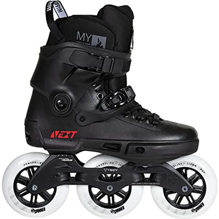 Powerslide Next Core Black 110, Urban Freeride Inline Skates mit TRINITY-System und MYFIT Recall-Futter, Größe 37