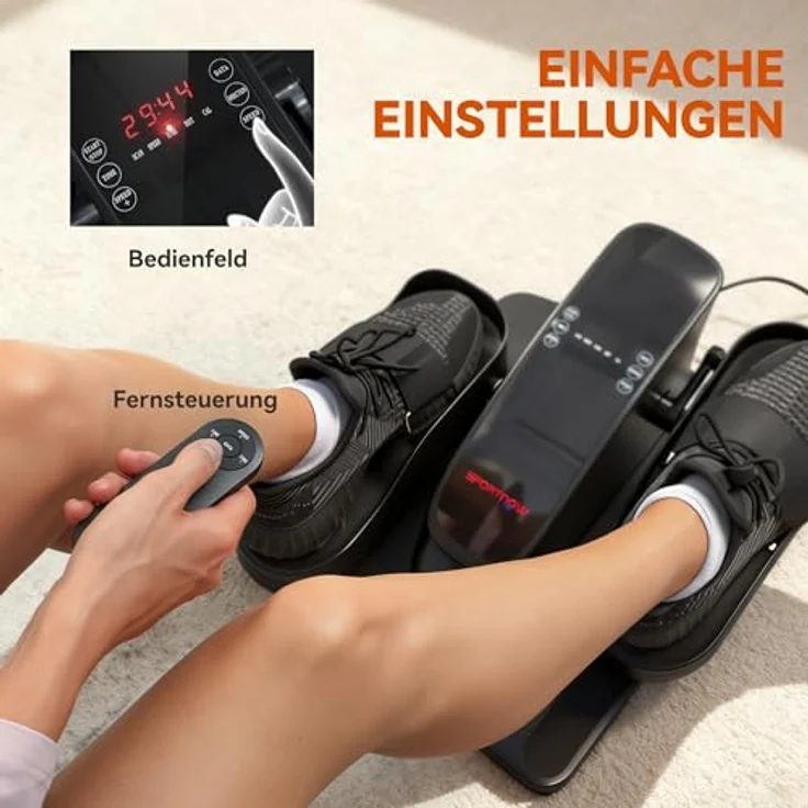 SPORTNOW Mini Ellipsentrainer Untertisch, elektrischer Crosstrainer mit Fernbedienung, LED-Display, 12 Geschwindigkeiten, rutschfest und leise, tragbarer Beintrainer für Senioren, max. Tragkraft 120 kg – Bild 4