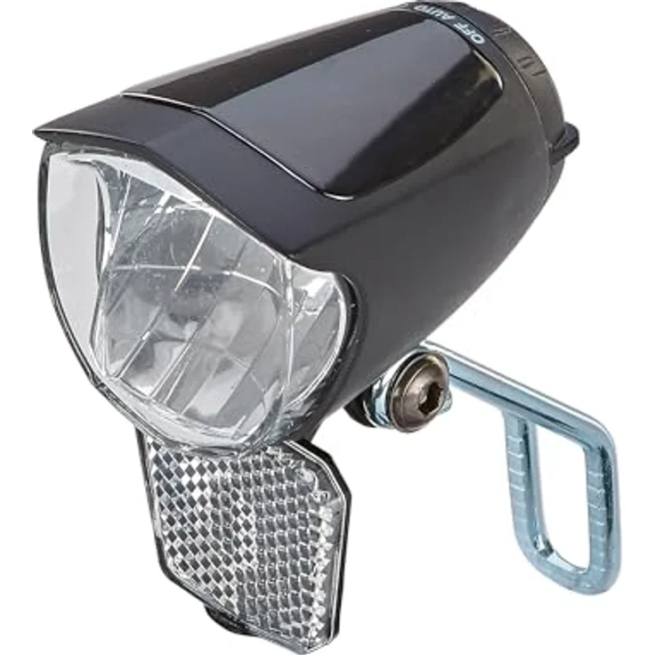 Prophete Fahrradlicht, LED-Scheinwerfer 70 Lux, mit EIN-/Ausschalter, Standlicht und Sensorautomatik, Abnehmbarer Reflektor, Nirosta Halter, für Naben-und Seitendynamo, StVZO zugelassen – Bild 2