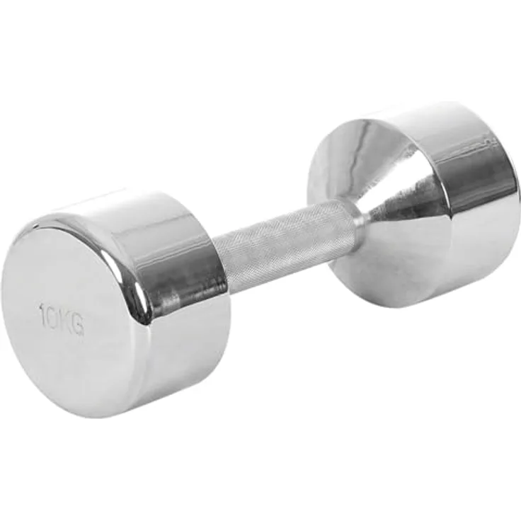 Sport-Tec Chromhantel 10 kg, verchromte Fitnesshantel mit angerautem Griff für sicheren Halt