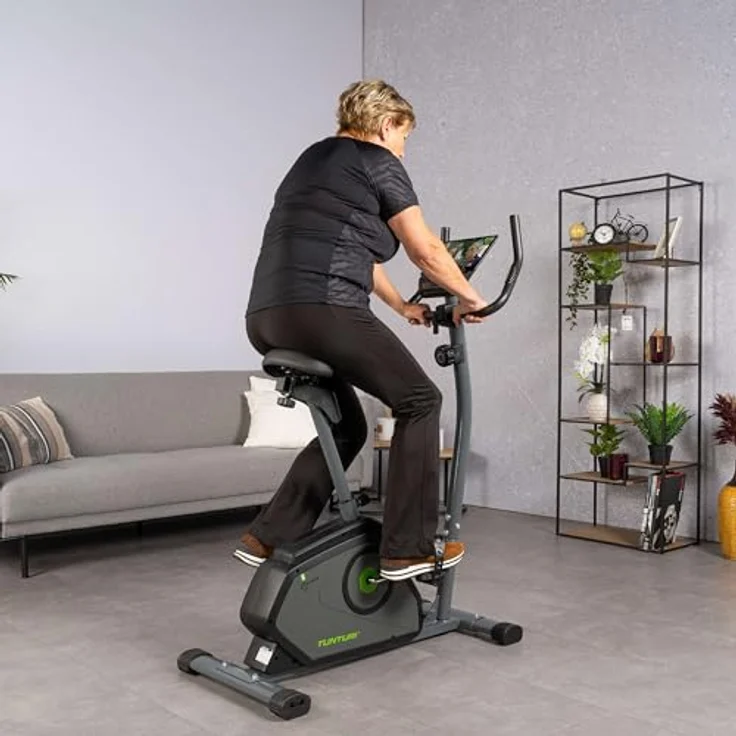 Tunturi Cardio Fit B40 Heimtrainer Fahrrad/Fitnessfahrrad/Hometrainer Fahrrad Trainer mit niedrigem Einstieg + LCD-Bildschirmanzeige und Tablethalterung - Schwarz – Bild 3