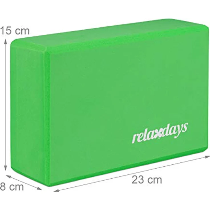Relaxdays Unisex – Erwachsene Yogablock im 2er Set, Klötze Übungen, Hartschaum, rutschfest, Yoga-Würfel HBT 8x23x15 cm, grün f – Bild 4