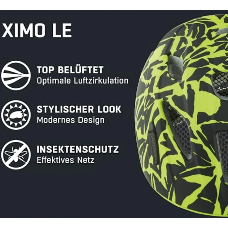ALPINA Ximo L.E. Fahrradhelm für Kinder, Leicht, Bruchfest, Mit optionalem LED-Licht, Black-neon Sparkle matt, 47-51 cm – Bild 2