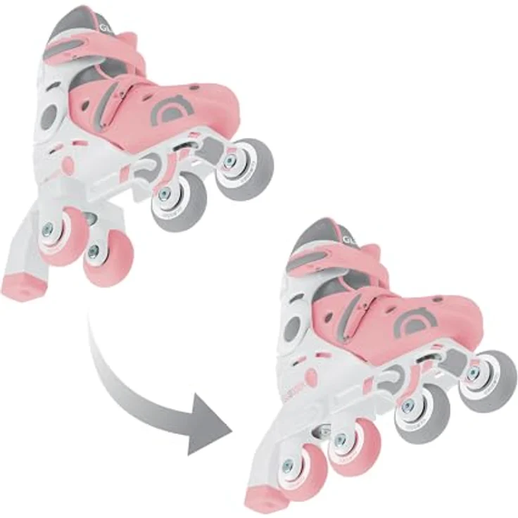 GLOBBER Learning Skates 2in1, verstellbare Inline- und Quad-Skates für Kinder, Gr. 30-33, ABEC 9, rosa, Rollengröße 54x24 mm – Bild 5