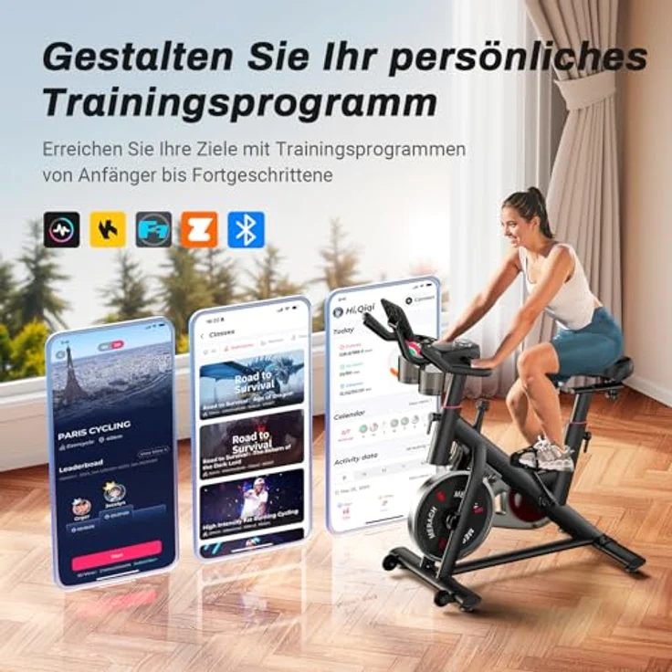 MERACH Heimtrainer Fahrrad, Ergometer mit Verstellbarem Widerstand, Leisem Riemenantrieb, LED-Monitor, Tablet-Halter, bis 136KG Tragfähigkeit – Bild 2