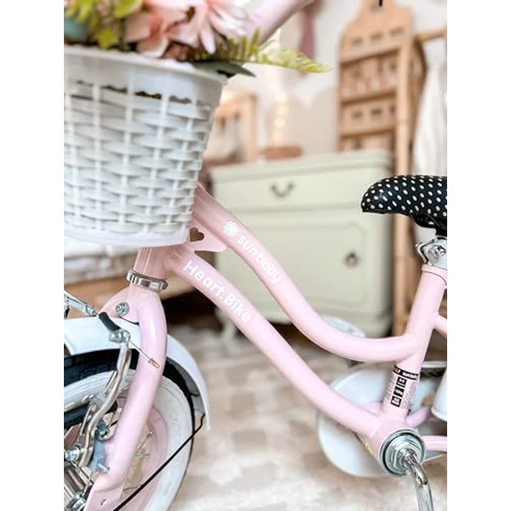 Sun Baby Heart Bike, 12 Zoll Mädchenfahrrad mit Schubstange, Rosa – Bild 8