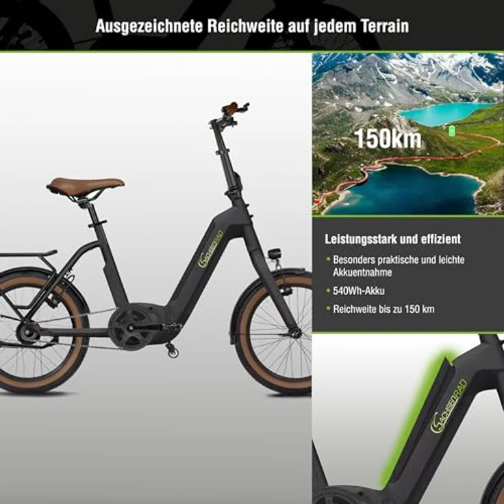 SachsenRAD E-Faltrad F3B Centro, E-Bike mit 250W Mittelmotor, 15Ah Akku, Rücktrittbremse, 20 Zoll, bis zu 150 km Reichweite, Aluminiumrahmen – Bild 4
