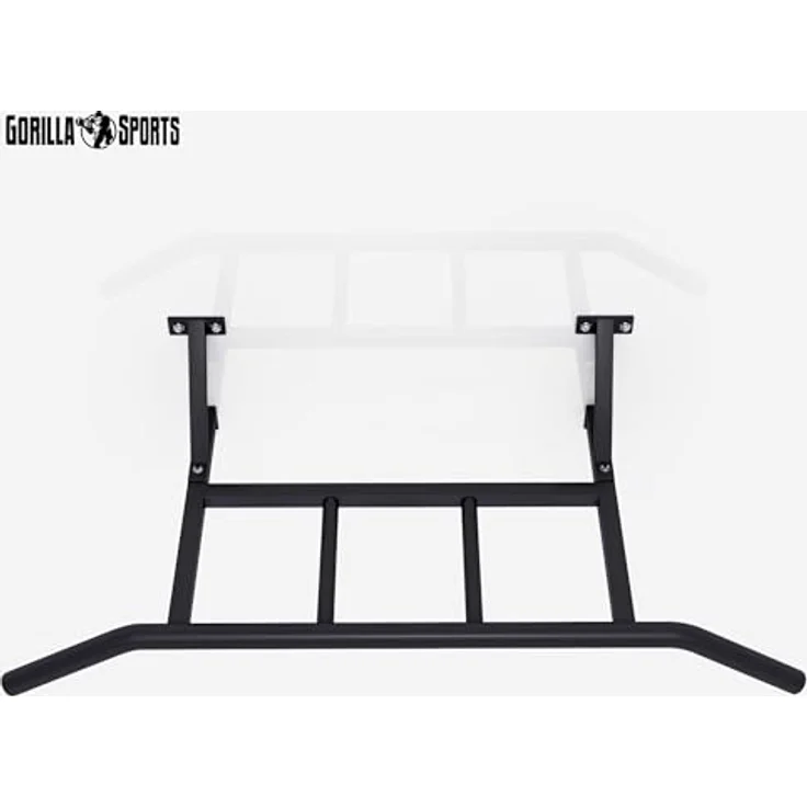 GORILLA SPORTS® Profi Klimmzugstange - Wandmontage, Multigriff, 122 x 51 x 34 cm, Stabil, inkl. Montagematerial, Stahl, Schwarz - Pull Up Bar, Turnstange, Reckstange, für Zuhause – Bild 5
