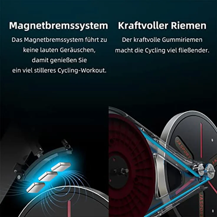 JASPORT Smart Indoor Speedbike S3 | leise Heimtrainer | Magnetbremssystem und kraftvoller Riemen | App mit Video on Demand Trainingskursen | Kinomap & Zwift kompatibel | inkl. Pulsgurt – Bild 5