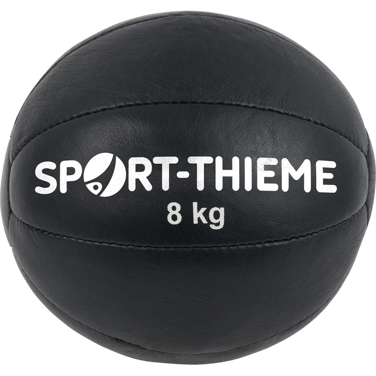 Sport-Thieme Medizinball, 8 kg, Durchmesser 250 mm, aus echtem Leder, schwarz